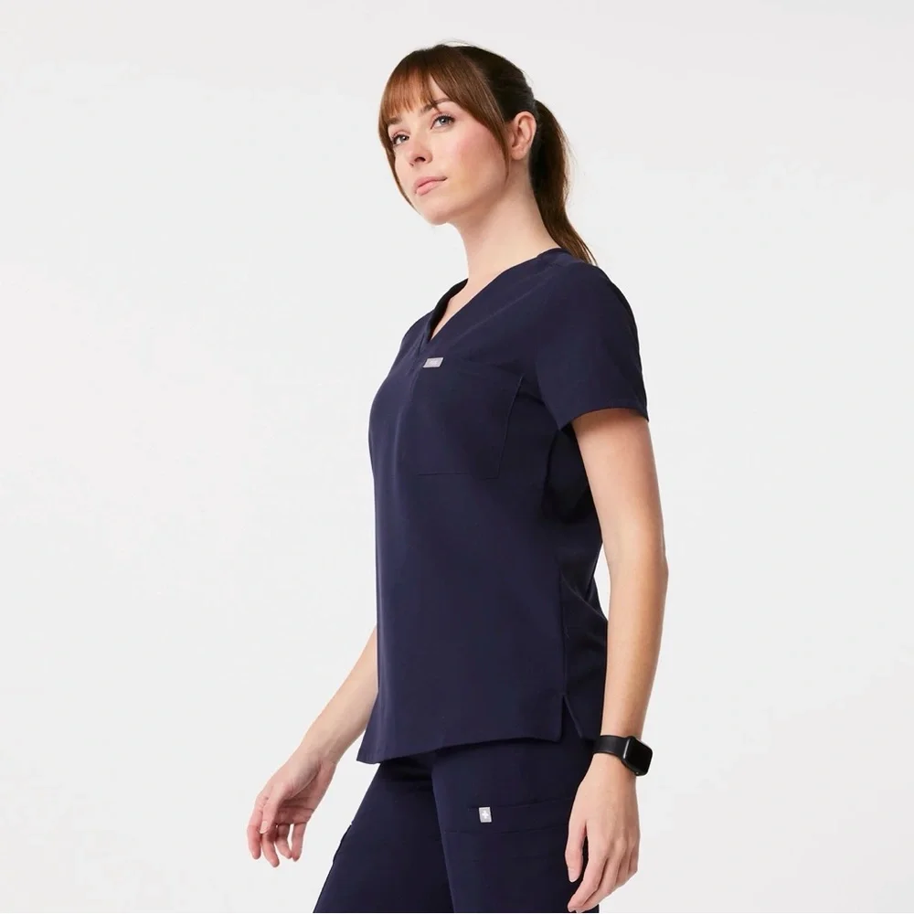 Figs Navy Blue Catarina One Pocket V-Neck Women's Scrub Top Size XL Petite - Picture 8 of 9